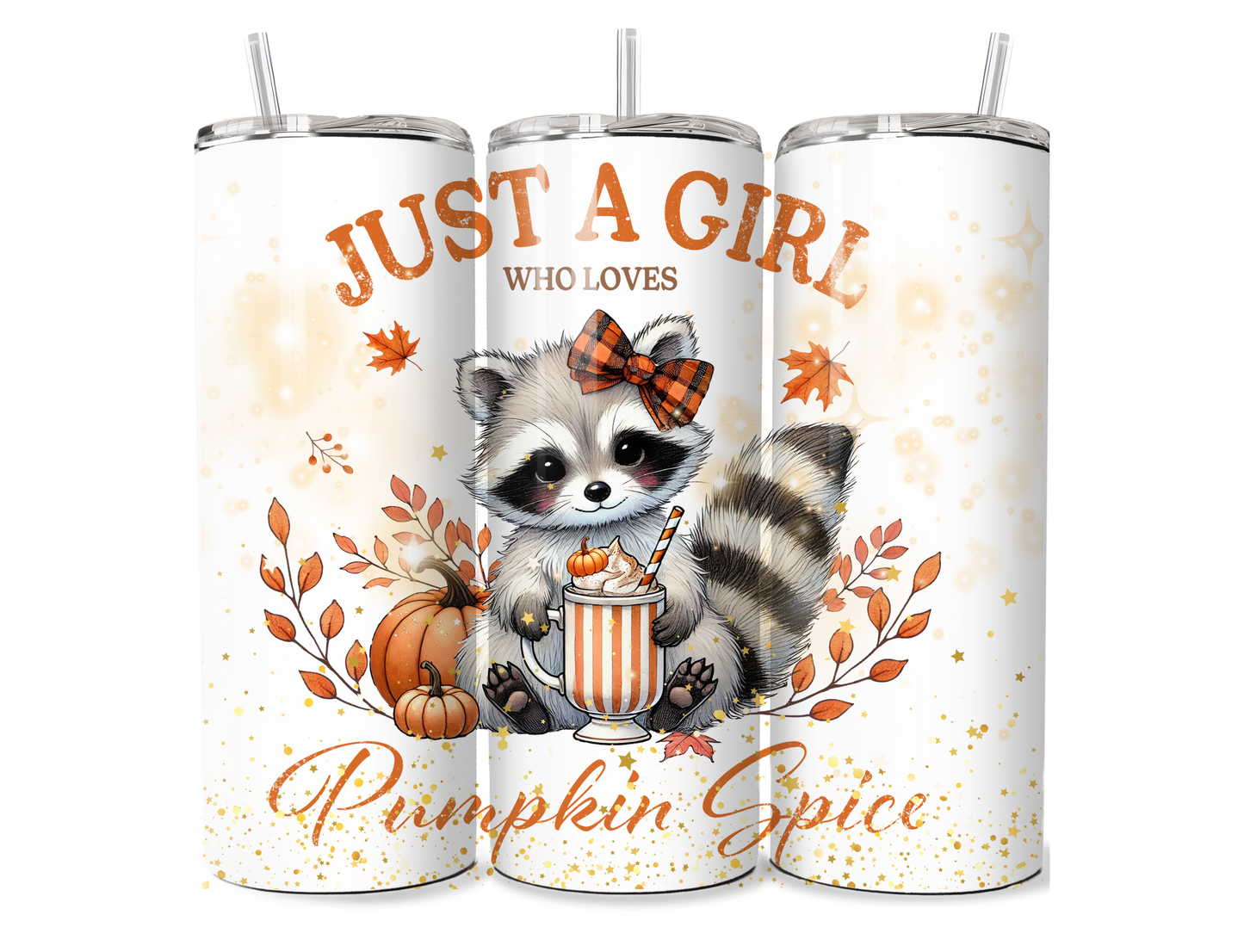 Cute Racoon Fall Print 20 oz Tumbler