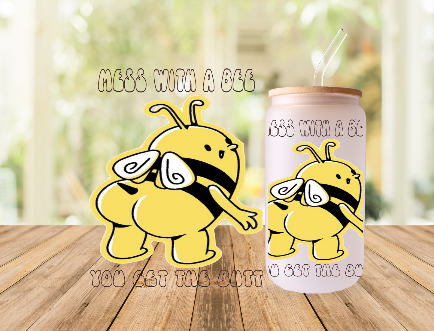20 oz frosted tumbler mess with bee