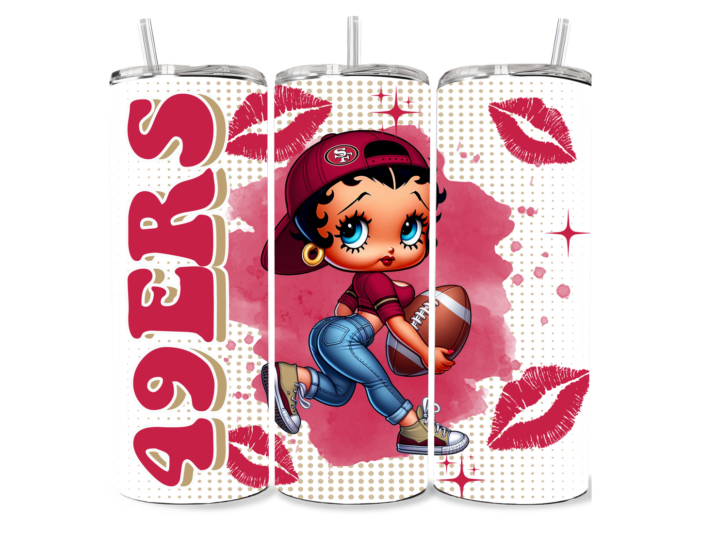 Team Spirit Football Betty Boop 20 oz Skinny Tumbler