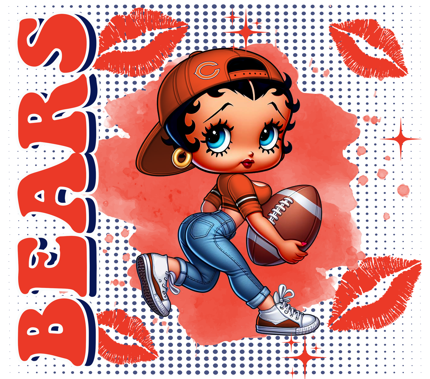 Team Spirit Football Betty Boop 20 oz Skinny Tumbler