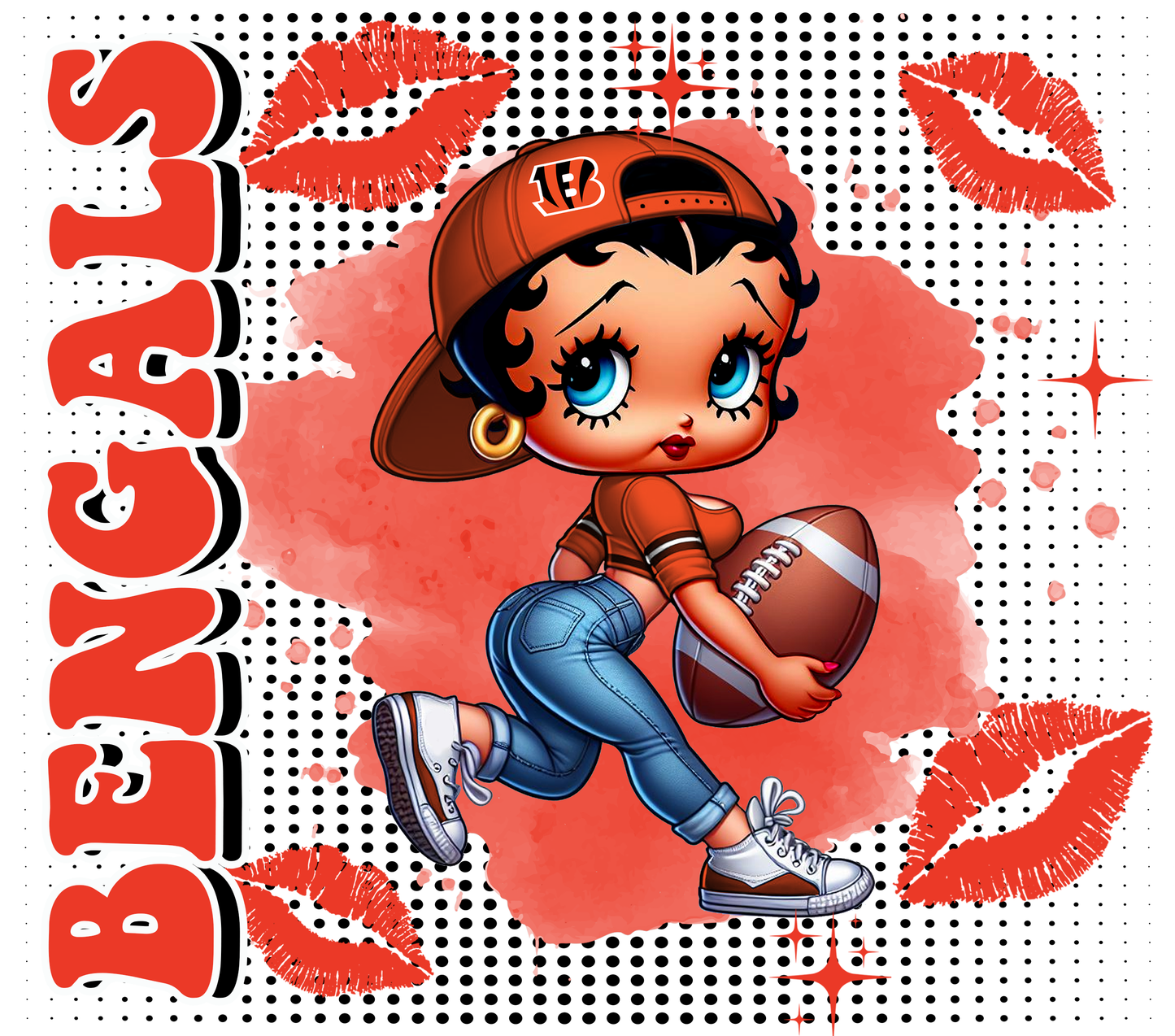 Team Spirit Football Betty Boop 20 oz Skinny Tumbler