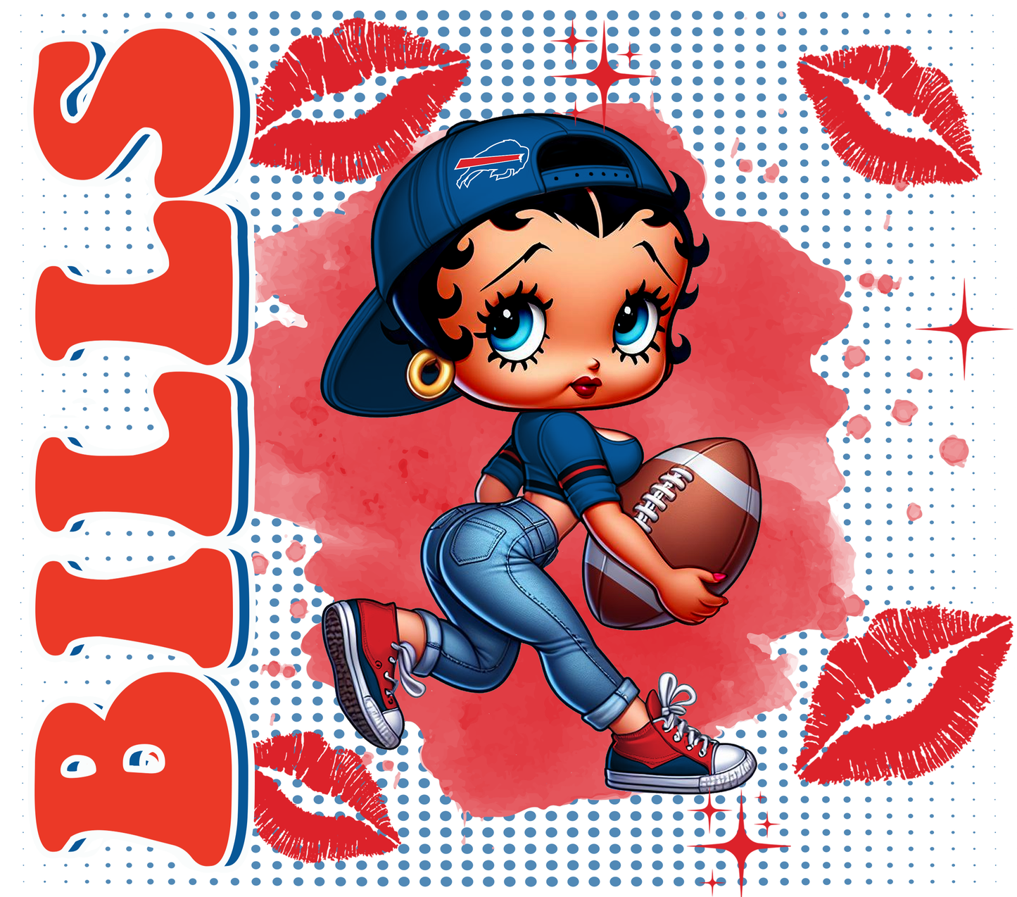 Team Spirit Football Betty Boop 20 oz Skinny Tumbler