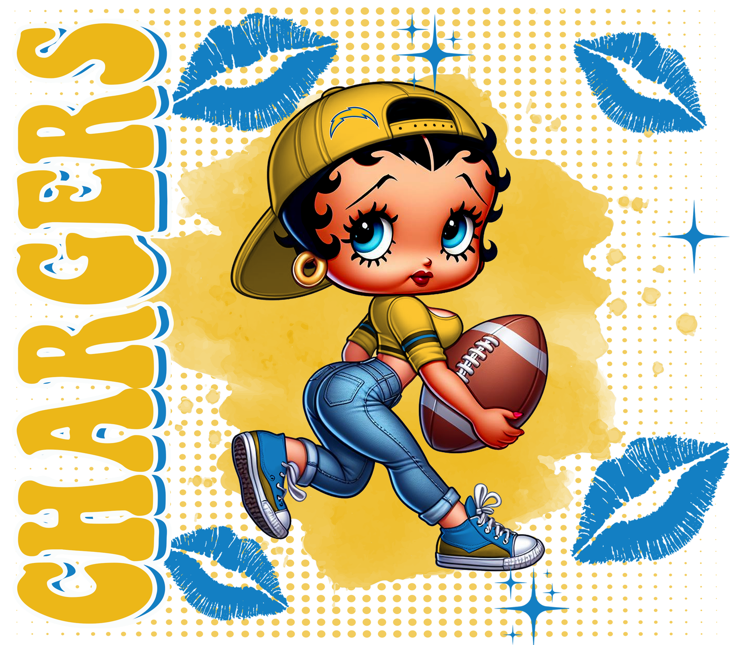 Team Spirit Football Betty Boop 20 oz Skinny Tumbler