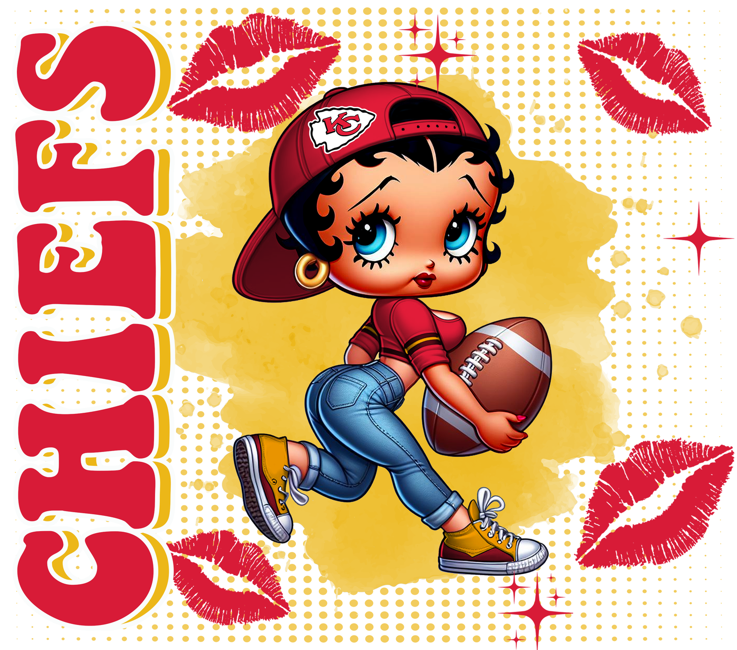 Team Spirit Football Betty Boop 20 oz Skinny Tumbler