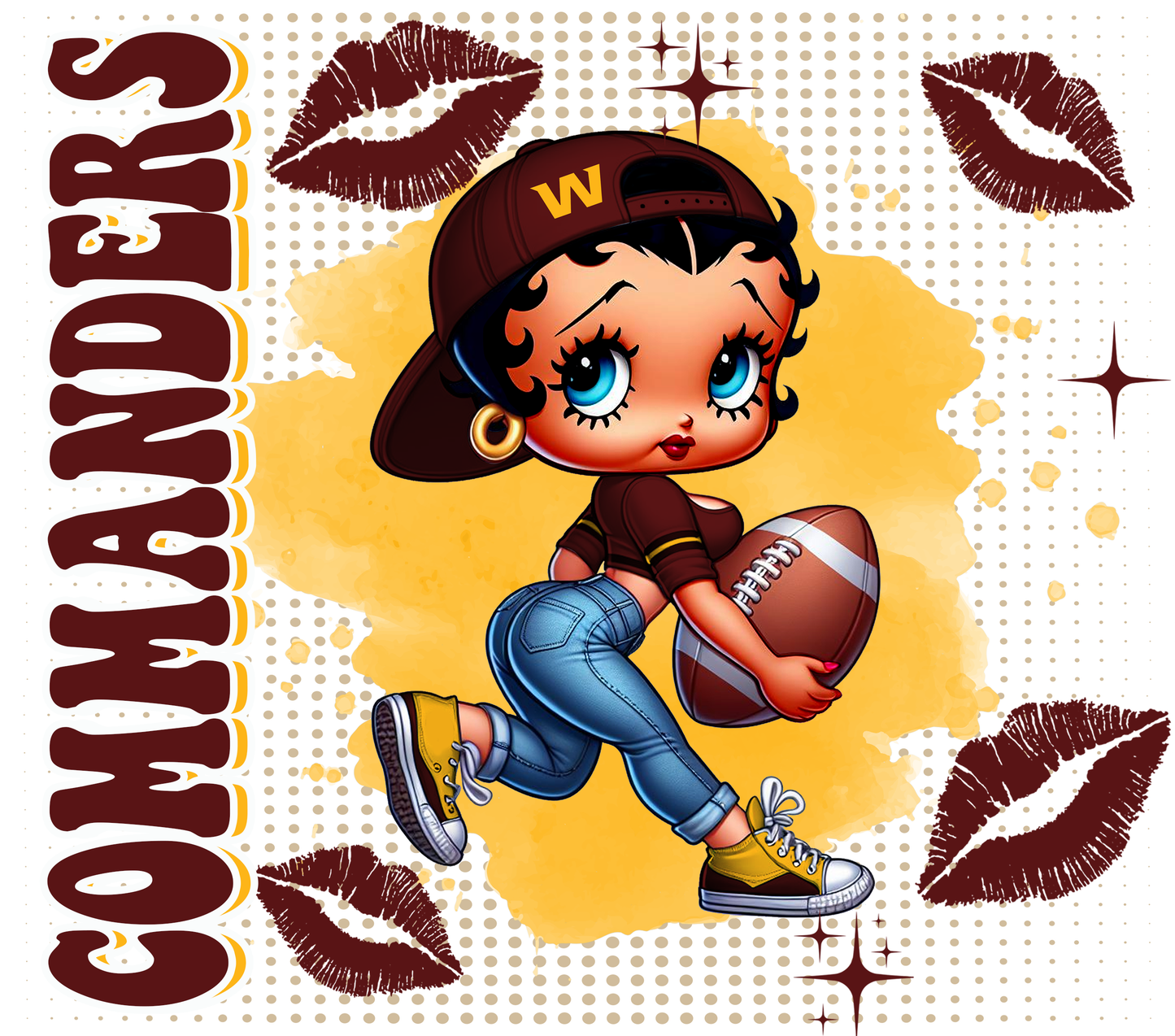 Team Spirit Football Betty Boop 20 oz Skinny Tumbler