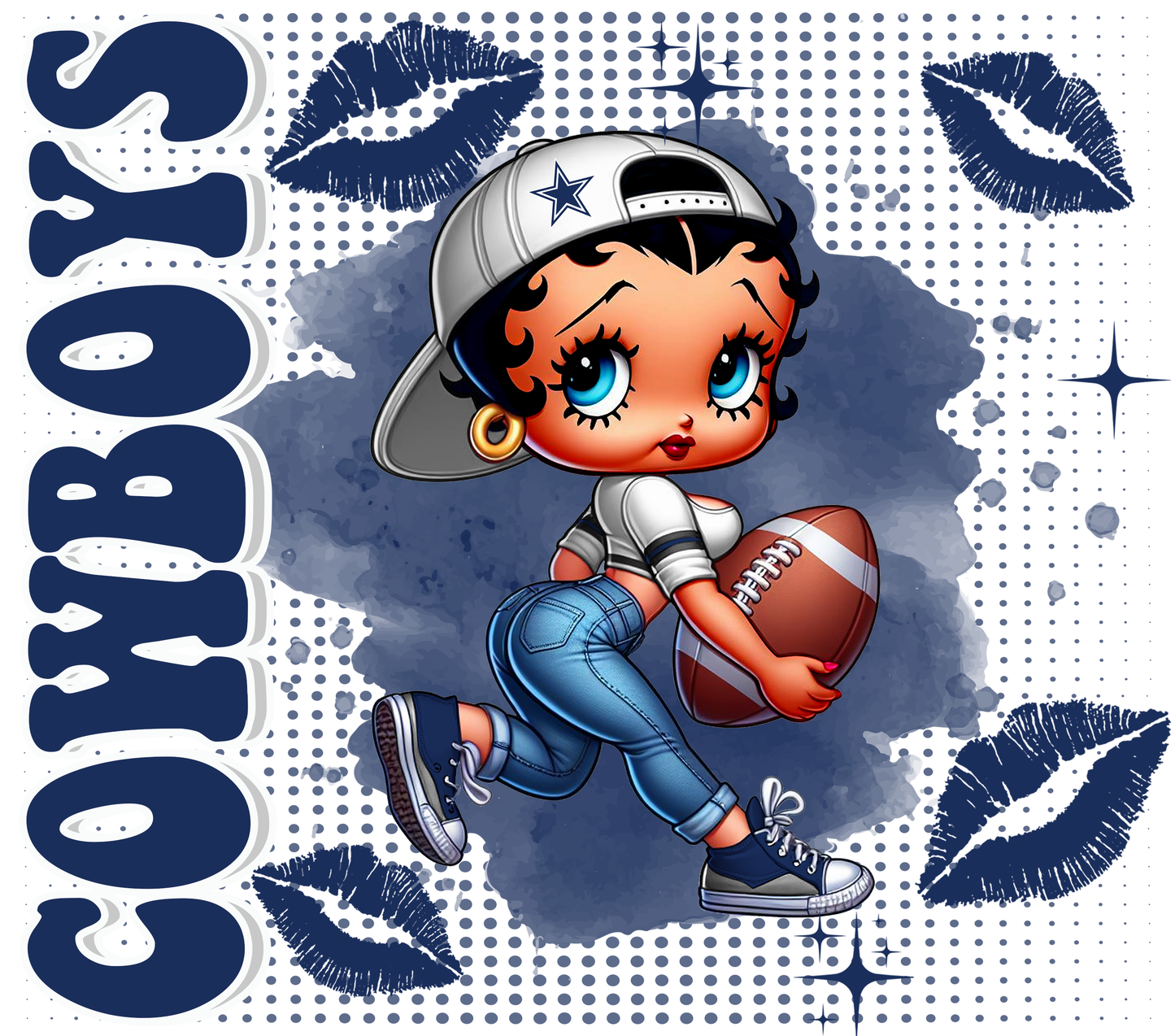 Team Spirit Football Betty Boop 20 oz Skinny Tumbler