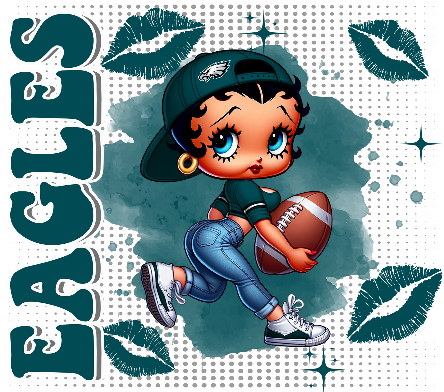 Team Spirit Football Betty Boop 20 oz Skinny Tumbler