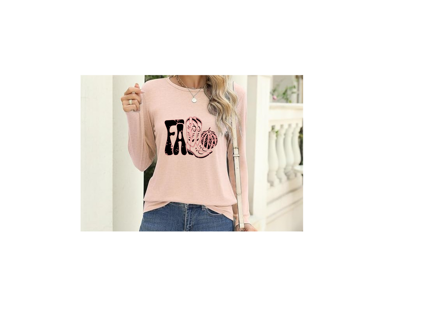 Fall Cowboy boots print  Long Sleeve Women T-Shirt