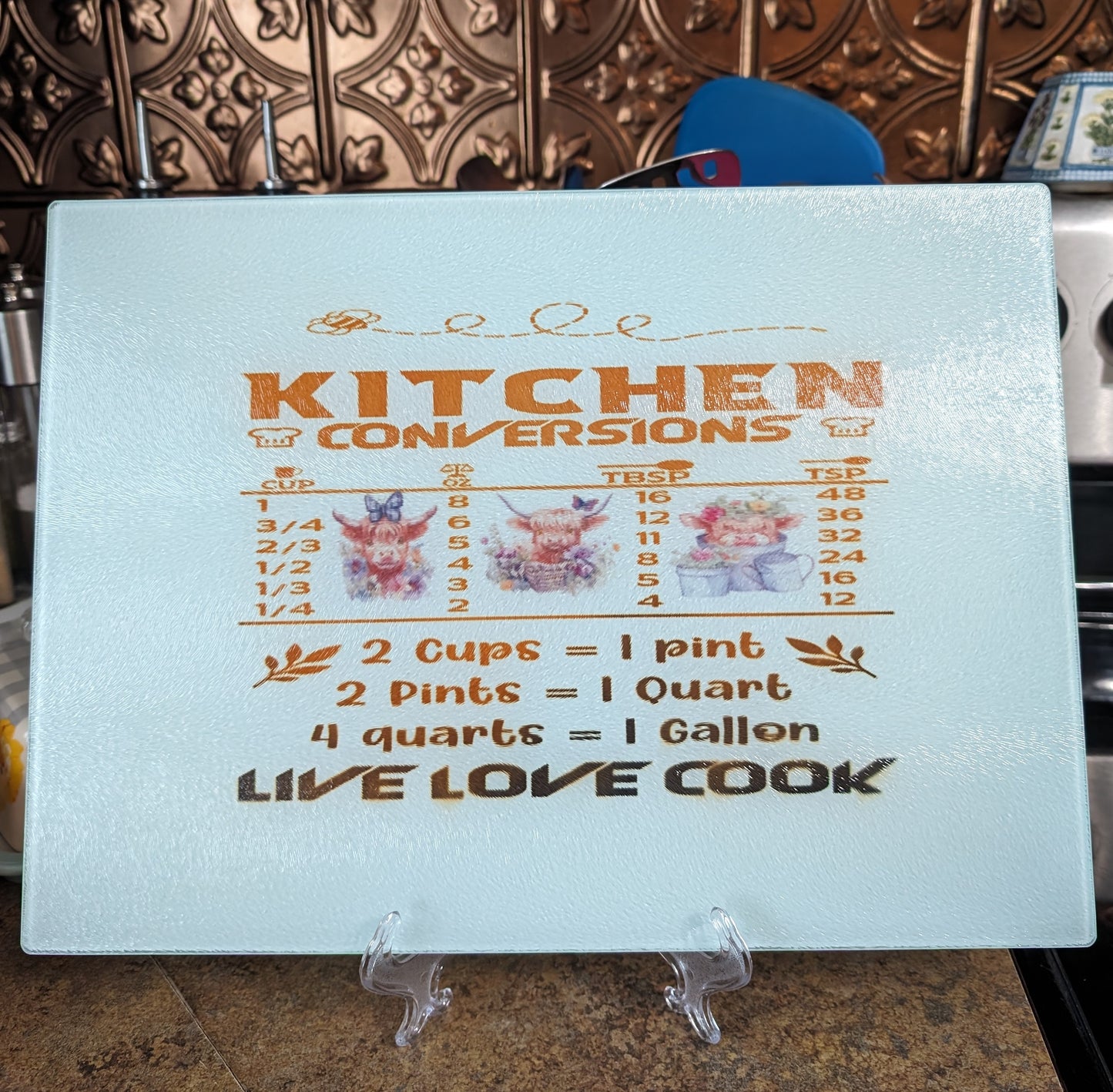 Funny highland cow kitchen Conversion tempered glass cutting board