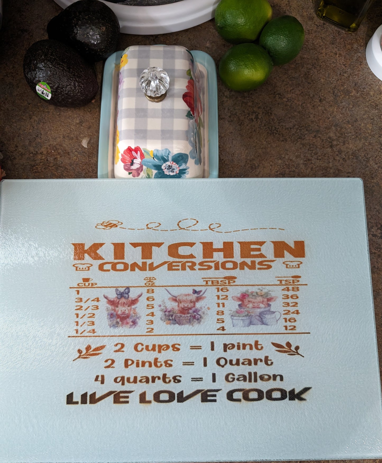 Funny highland cow kitchen Conversion tempered glass cutting board