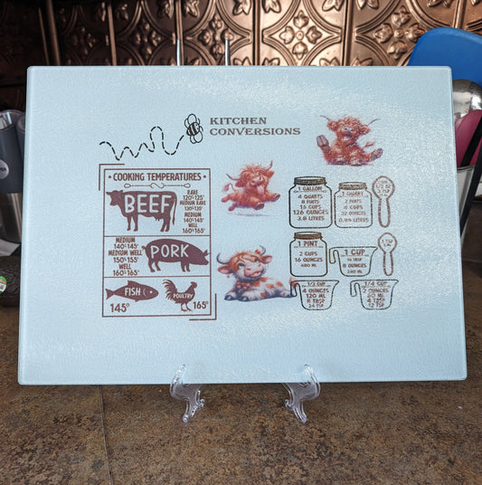 Funny highland cow kitchen Conversion tempered glass cutting board
