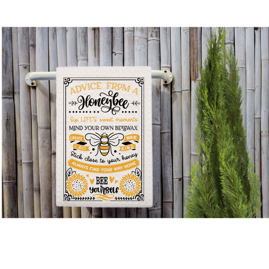 advice from a bee Poly cotton blend tea towel