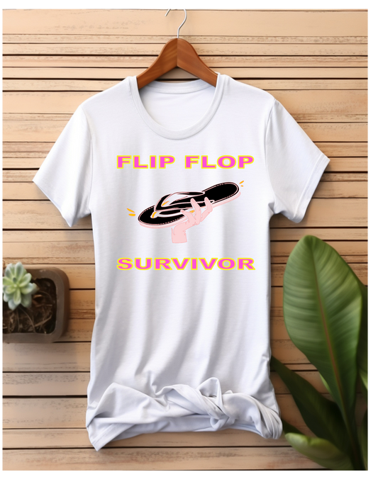 Funny Flip Flop Survivor Poly Cotton blend T Shirt
