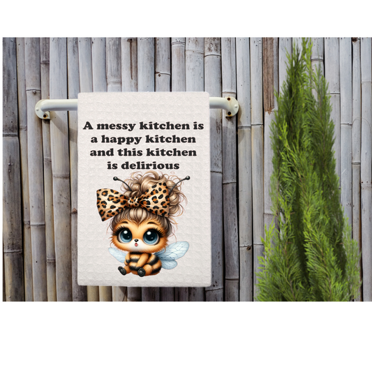 Happy Kitchen Miss Bee tea towel