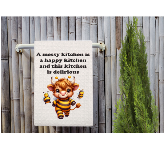 Happy Kitchen Highland Cow tea tow