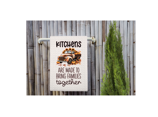 Fall pumpkins sunflower print dishtowel