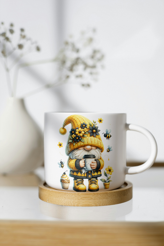 Coffee, bees and gnome cuteness 11 oz coffee mug