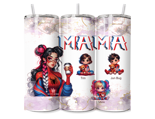 Spiderwoman and baby's personalized Tumbler