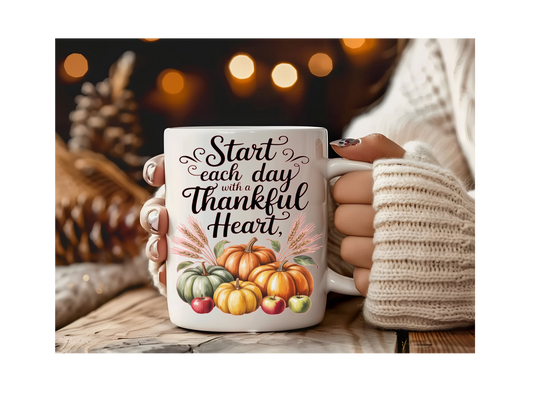 Thankful heart Fall print 11 oz Coffee Mug