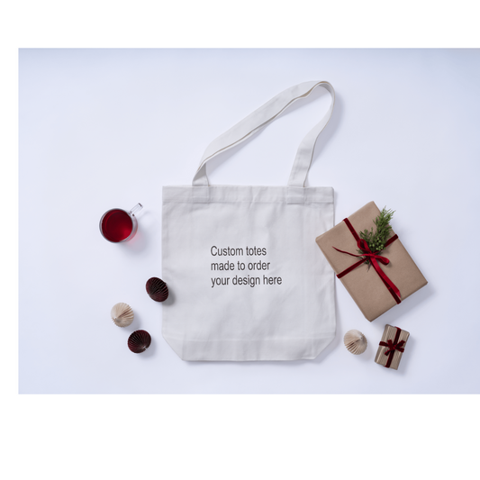 Custom totes canvases white with black sling