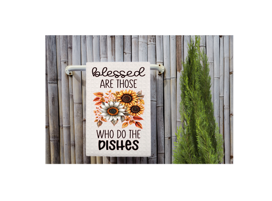 Funny Fall Floral Dishtowel