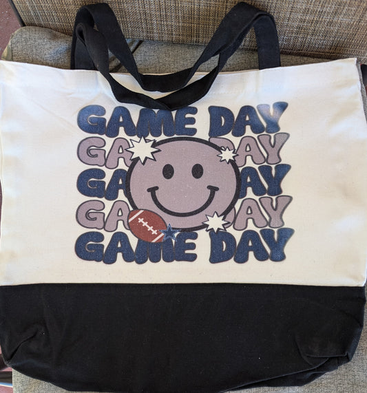 Game day 15 x 18.5 canvas tote