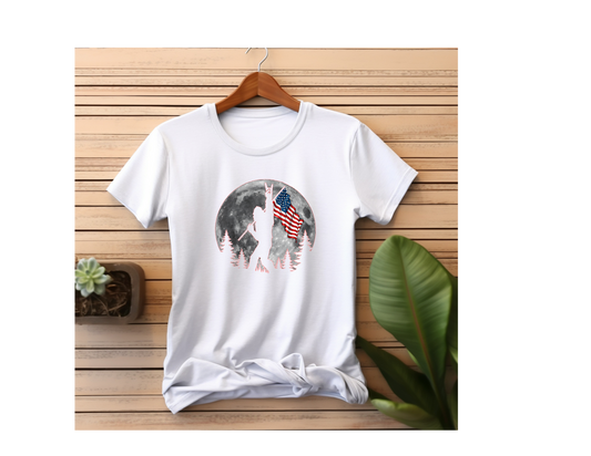 4th of July Big Foot Poly Cotten T-Shirt