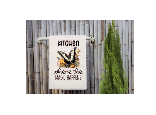 Floral and butterfly dishtowel