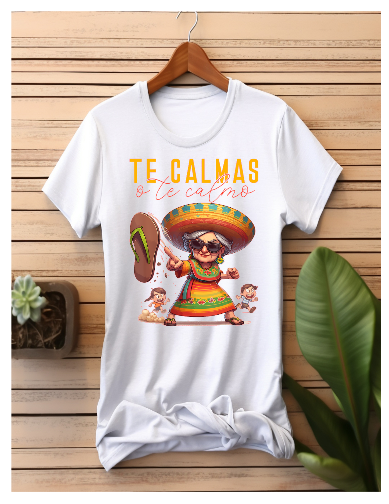 Funny grama with flip flop T-shirt cotton polyester blend