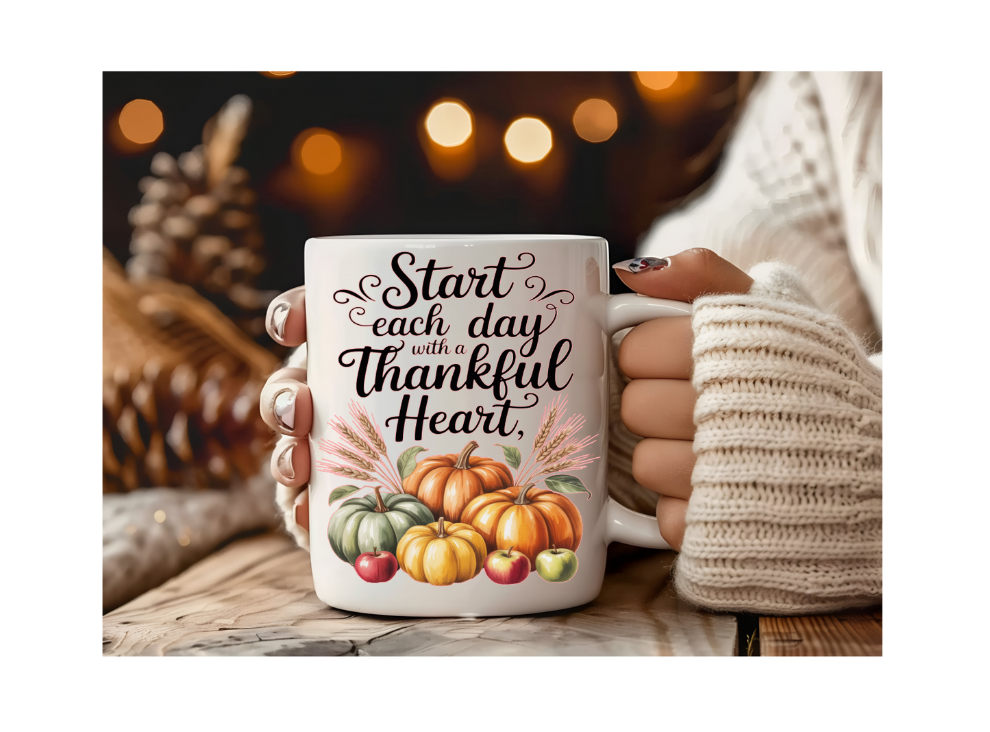 Thankful heart Fall print 11 oz Coffee Mug
